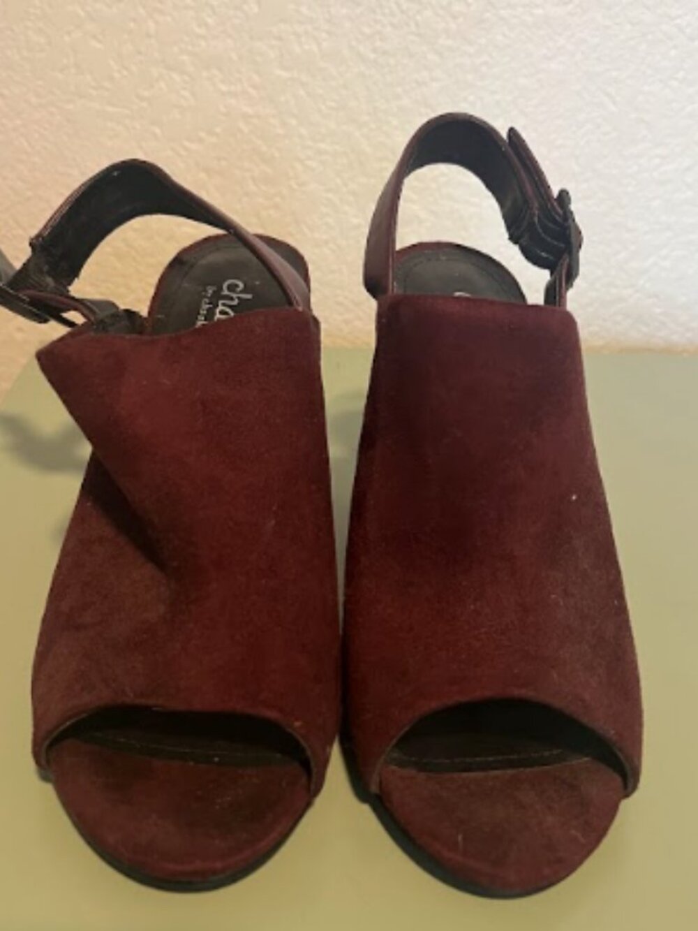 Charles by Charles David Burgundy Suede Peep Toe Heels Size 7
